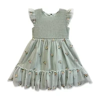 Blueberi Boulevard Little Girls Short Sleeve Flutter A-Line Dress
