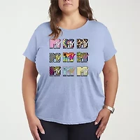 Womens Plus Crew Neck Short Sleeve MTV T-Shirt