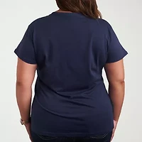 Mom Florals Womens Plus Crew Neck Short Sleeve Minnie Mouse T-Shirt