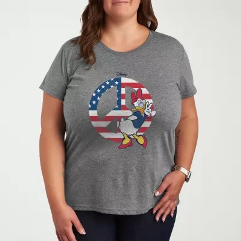 Daisy Peace Womens Plus Crew Neck Short Sleeve Duck T-Shirt