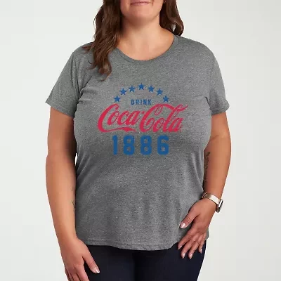 Coca Cola Star Circle Womens Plus Crew Neck Short Sleeve T-Shirt