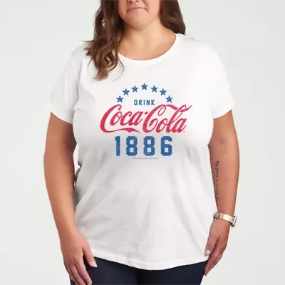 Coca Cola Star Circle Womens Plus Crew Neck Short Sleeve T-Shirt