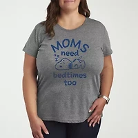 Moms Need Bedtimes Too Snoopy Womens Plus Crew Neck Short Sleeve T-Shirt