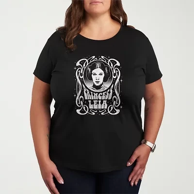 Princess Leia Art Nouveau Womens Plus Crew Neck Short Sleeve Star Wars T-Shirt
