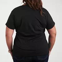 Coffee Repeated Womens Plus Crew Neck Short Sleeve T-Shirt