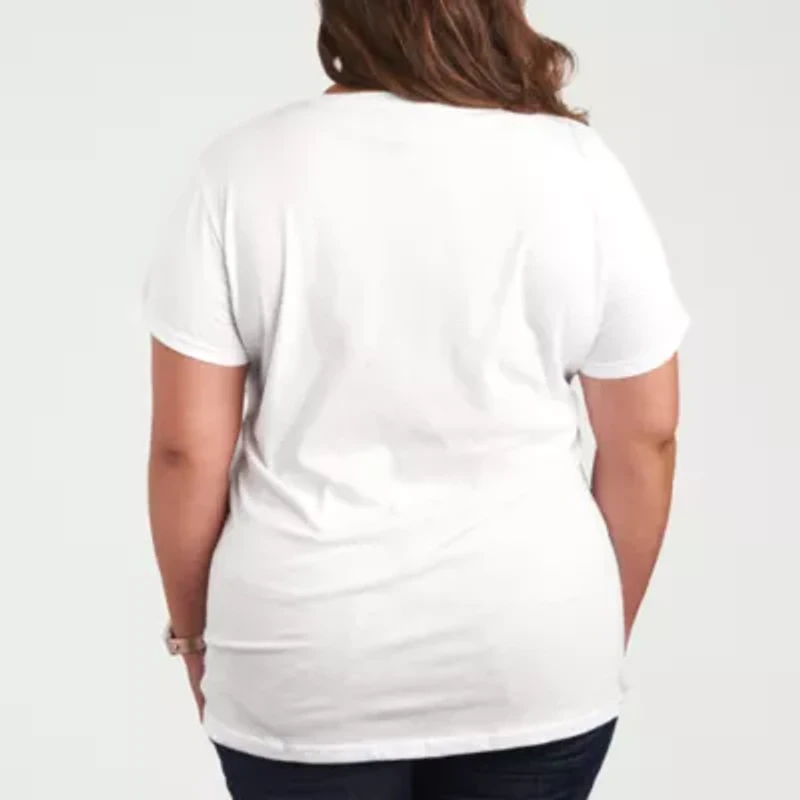 Coffee Repeated Womens Plus Crew Neck Short Sleeve T-Shirt