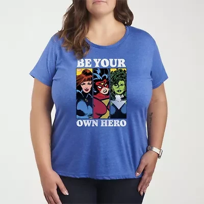 Be Your Own Hero Marvel Womens Plus Crew Neck Short Sleeve T-Shirt