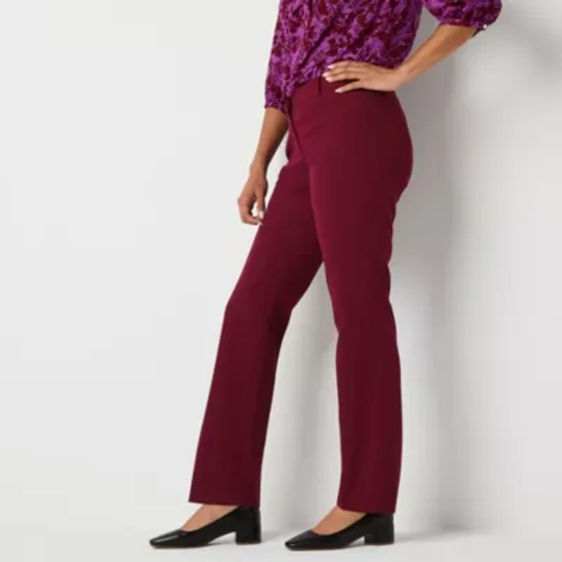 Liz Claiborne Audra Audra Tailored Curvy Womens Mid Rise Straight Curvy Pant