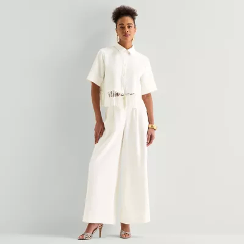 Worthington Womens Wide Leg High Rise Pleated Pant