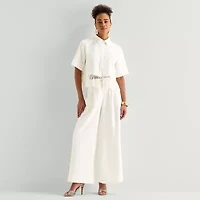 Worthington Womens Wide Leg High Rise Pleated Pant