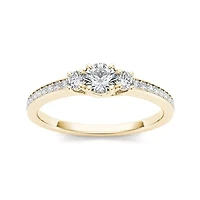 1 1/ CT.T.W. Natural Diamond 14K Yellow Gold 3-Stone Engagement Ring
