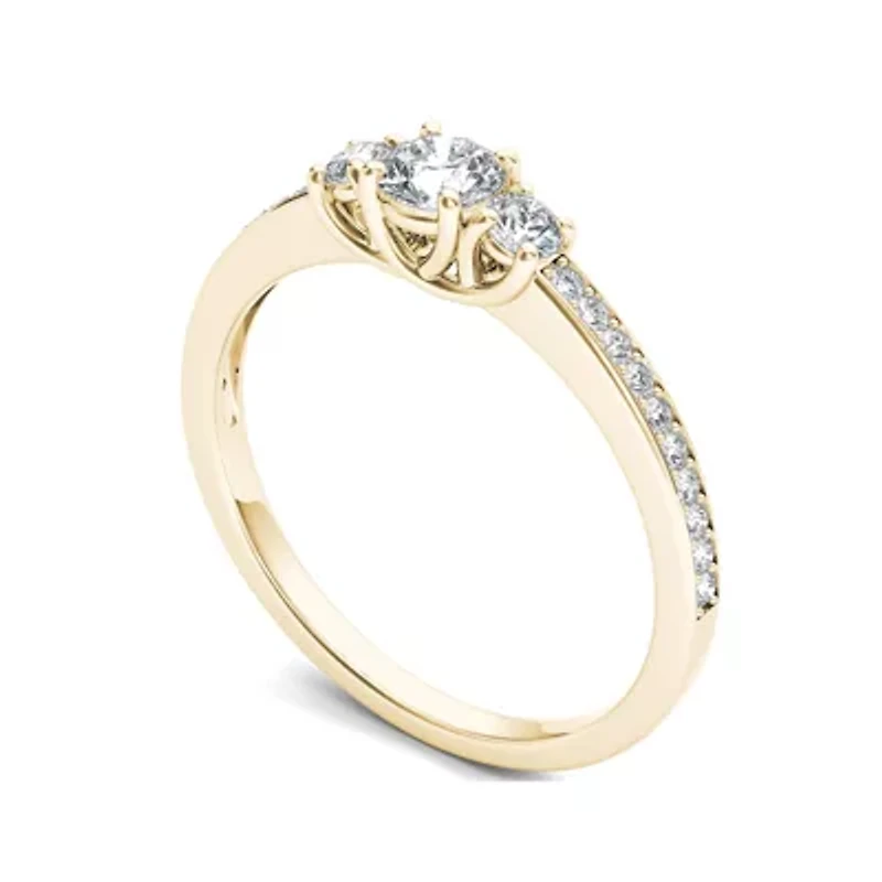 1 1/ CT.T.W. Natural Diamond 14K Yellow Gold 3-Stone Engagement Ring