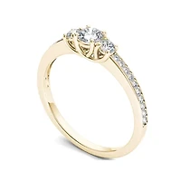 1 1/ CT.T.W. Natural Diamond 14K Yellow Gold 3-Stone Engagement Ring