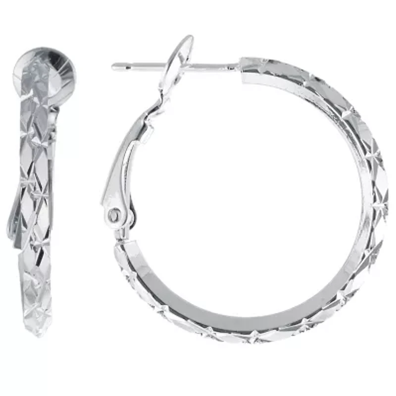 Silver Reflections Womens 26mm Hoop Earrings