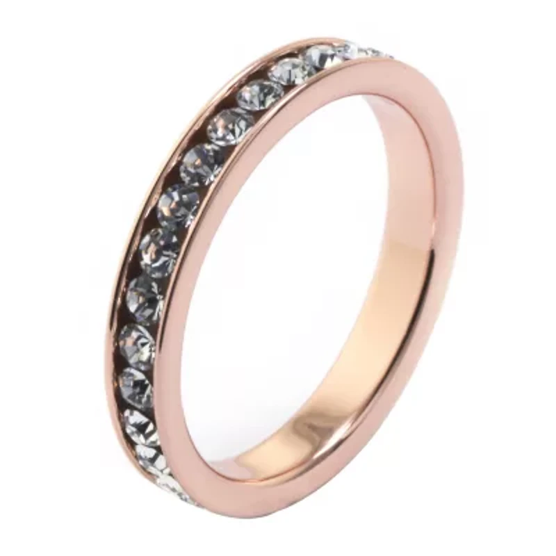 Sparkle Allure Womens 3MM Crystal 24K Rose Gold Over Brass Band