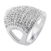 Sparkle Allure Womens Crystal Pure Silver Over Brass Dome Cocktail Ring
