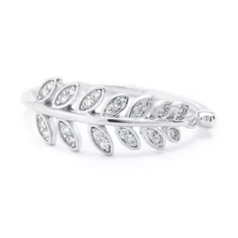 Silver Treasures Womens 2MM Cubic Zirconia Sterling Band