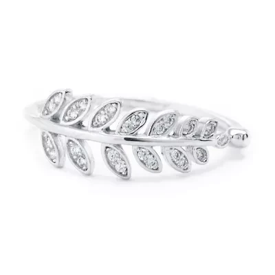 Silver Treasures Womens 2MM Cubic Zirconia Sterling Band
