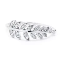 Silver Treasures Womens 2MM Cubic Zirconia Sterling Band