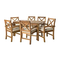 Walker Edison Catania Collection 7-pc. Weather Resistant Rectangular Dining Set