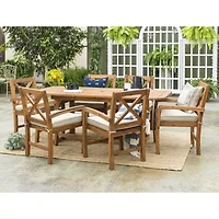 Walker Edison Catania Collection 7-pc. Weather Resistant Rectangular Dining Set