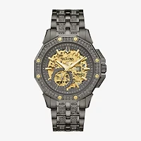 Bulova Crystal Mens Automatic Crystal Accent Gray Stainless Steel Bracelet Watch 98a293