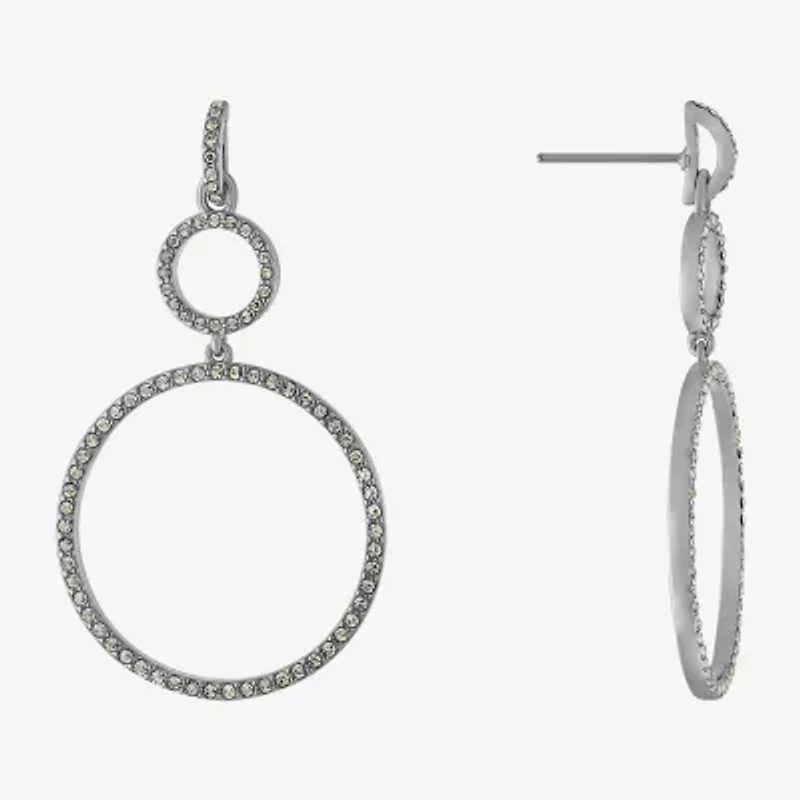 Sparkle Allure Womens Crystal Pure Silver Over Brass Round Drop Earrings