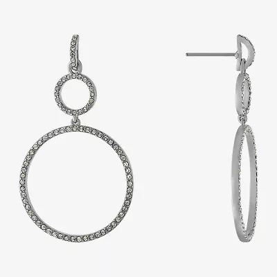 Sparkle Allure Womens Crystal Pure Silver Over Brass Round Drop Earrings