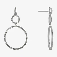 Sparkle Allure Womens Crystal Pure Silver Over Brass Round Drop Earrings