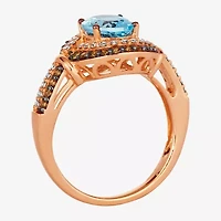Le Vian® Grand Sample Sale™ Ring featuring 1 1/2 CT. Sea Blue Aquamarine® 1/3 CT. Chocolate Diamonds® 1/4 CT. Nude Diamonds™ set in 14K Strawberry Gold®