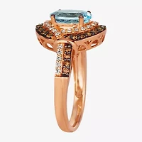 Le Vian® Grand Sample Sale™ Ring featuring 1 1/2 CT. Sea Blue Aquamarine® 1/3 CT. Chocolate Diamonds® 1/4 CT. Nude Diamonds™ set in 14K Strawberry Gold®