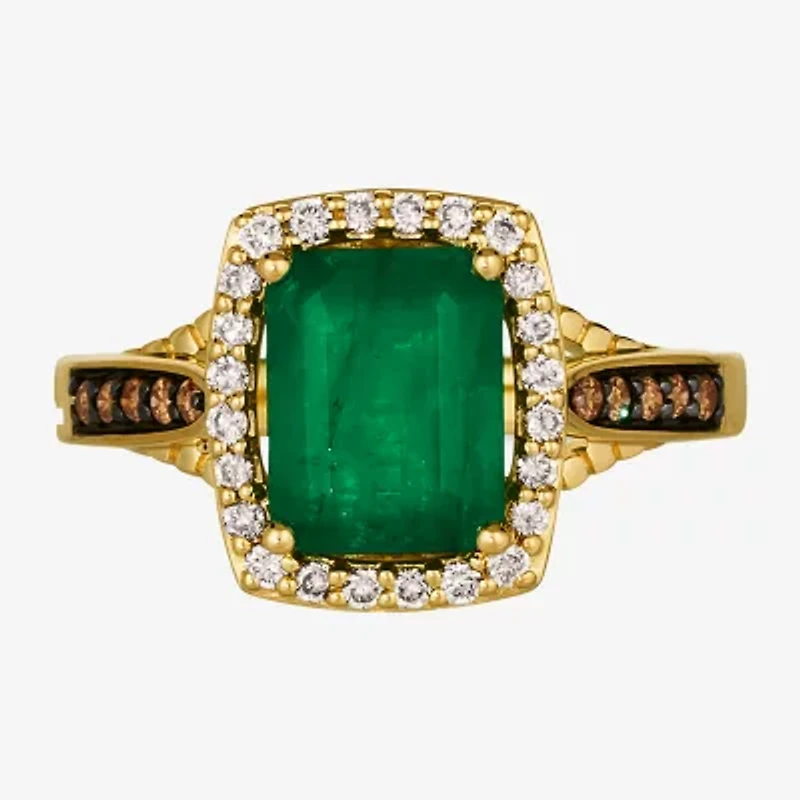 Le Vian® Grand Sample Sale™ Ring featuring 1 5/8 CT. Emerald 1/10 CT. Chocolate Diamonds® 1/4 CT. Nude Diamonds™ Set in 14K Honey Gold™