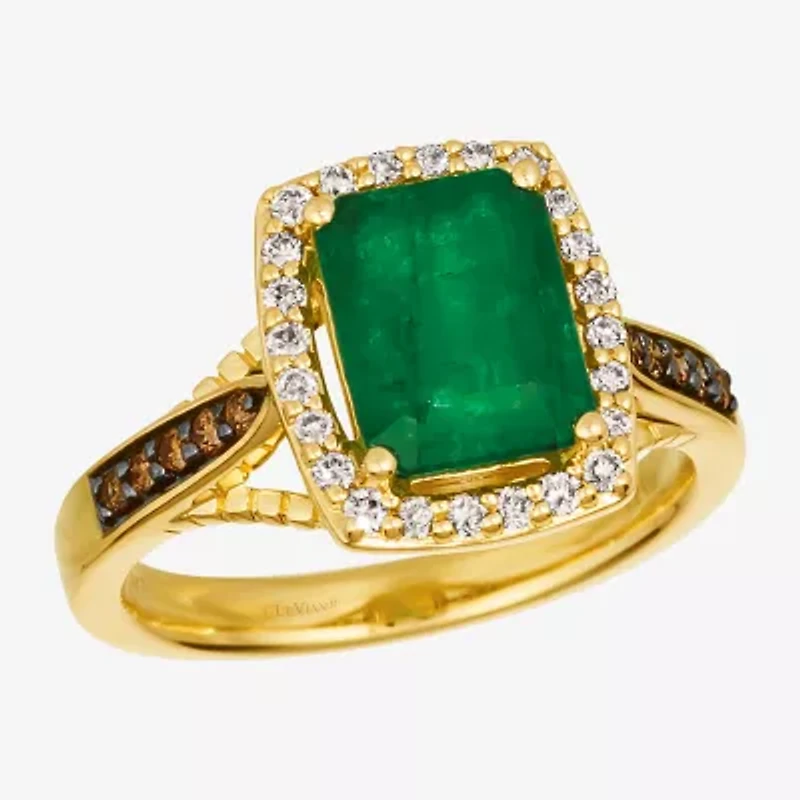 Le Vian® Grand Sample Sale™ Ring featuring 1 5/8 CT. Emerald 1/10 CT. Chocolate Diamonds® 1/4 CT. Nude Diamonds™ Set in 14K Honey Gold™