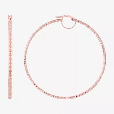 Made Italy Womens 10K White Gold 60mm Round Hoop Earrings