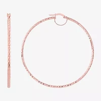 Made Italy Womens 10K White Gold 60mm Round Hoop Earrings