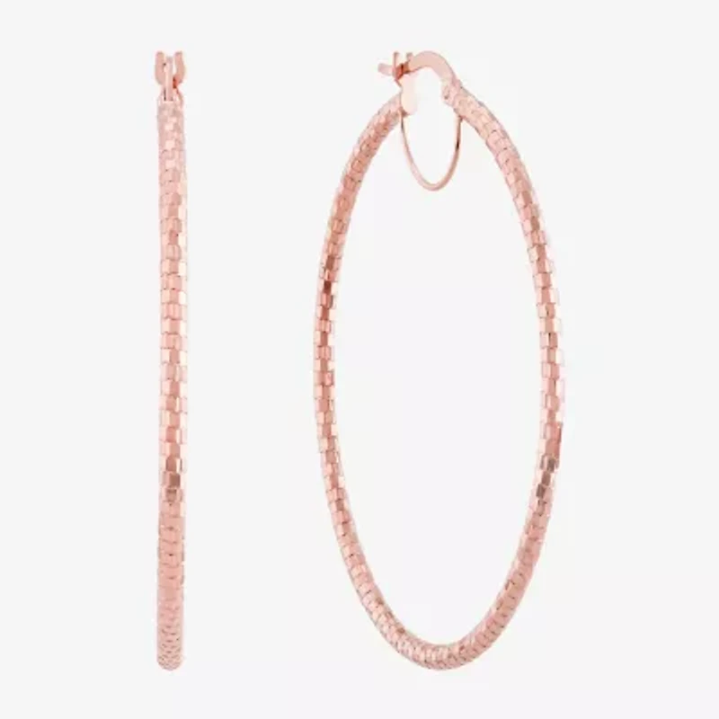 Made Italy Womens 10K White Gold 60mm Round Hoop Earrings