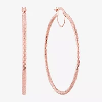 Made Italy Womens 10K White Gold 60mm Round Hoop Earrings
