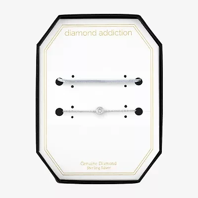 Diamond Addiction Womens 2-pc. Diamond Accent White Diamond Sterling Silver or Gold Over Silver Bracelet Set