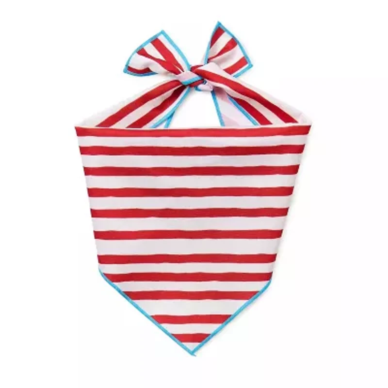Paw & Tail Striped Dog Bandana Bow Set