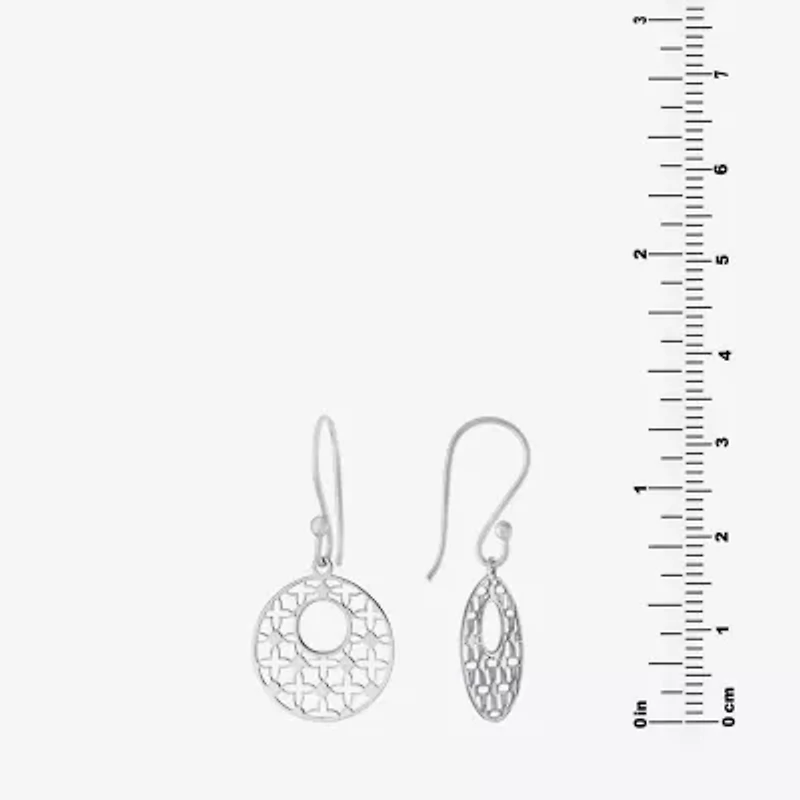 Silver Treasures Womens Sterling Silver Round Drop Earrings
