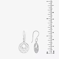 Silver Treasures Womens Sterling Silver Round Drop Earrings