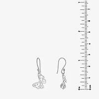 Silver Treasures Womens Sterling Silver Butterfly Drop Earrings