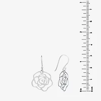 Silver Treasures Womens Sterling Silver Flower Drop Earrings