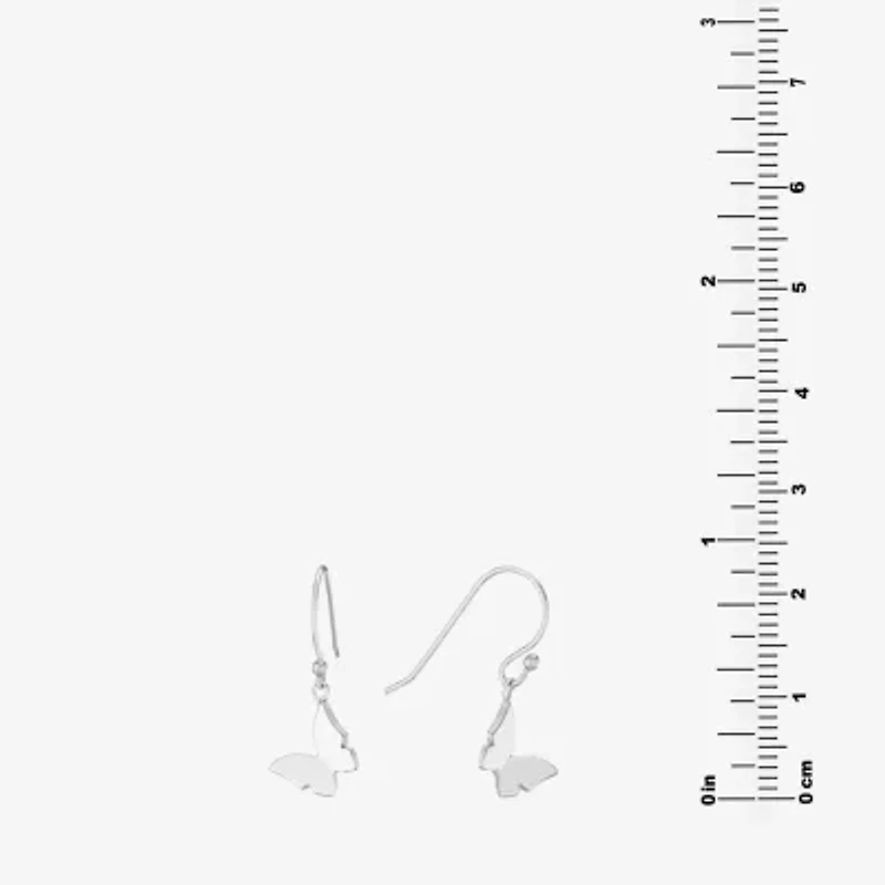 Silver Treasures Womens Sterling Silver Butterfly Drop Earrings