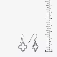 Silver Treasures Womens Cubic Zirconia Sterling Silver Clover Drop Earrings