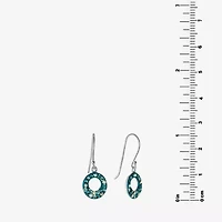 Silver Treasures Womens Blue Crystal Sterling Silver Round Drop Earrings