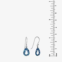 Silver Treasures Womens Crystal Sterling Silver Oval Drop Earrings