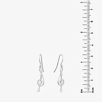 Silver Treasures Music Note Womens Cubic Zirconia Sterling Silver Round Drop Earrings