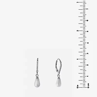 Silver Treasures Womens Simulated Pearl Sterling Silver Round Drop Earrings