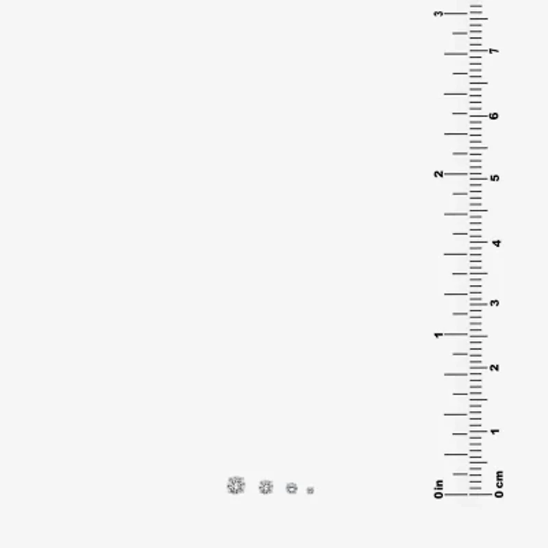 Silver Treasures Womens Cubic Zirconia Sterling Silver Round Pair Earring Set